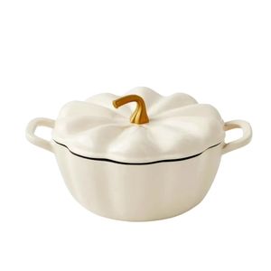 The Pioneer Woman 2-Quart Enamel-on-Cast Iron Pumpkin Dutch Oven, Linen